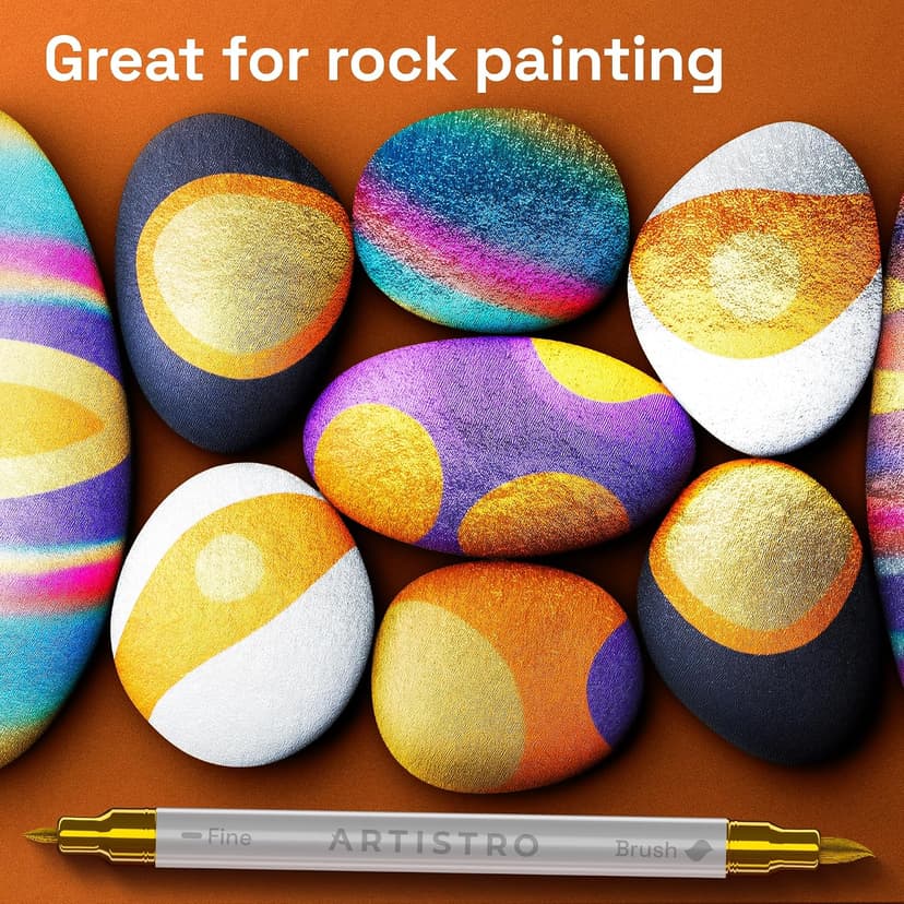 For Fabric, Rock, Glass, Wood, Arts & Crafts Gift for Adults, Teens & Kids, Pumpkin Decorating Kit & Halloween Crafts ARTISTRO 24 Metallic Dual-Tip Acrylic Paint Marker Pens for Drawing B0CZ14KD68