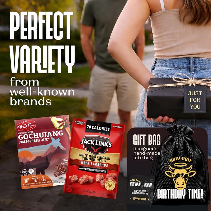 Mens birthday gift ideas: Jerky birthday basket & happy birthday gift card - birthday gifts for men & husband birthday gift Jerky Birthday Gift Basket - Birthday Gifts for Men, Dad Birthday Gift Idea B0HDWSKW5Q
