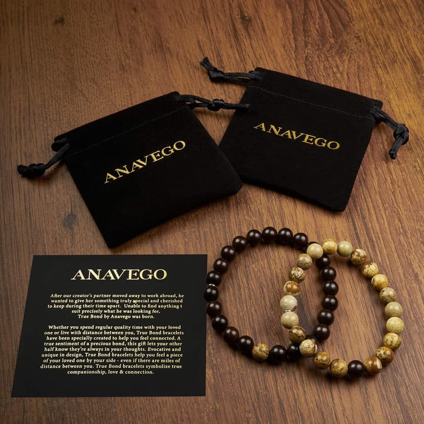 True Bond Comes with Unique Storage Gift Box Matching Couples Bracelet Set. Gift for Her Him Boyfriend Girlfriend Husband Wife Women Men Newlyweds Hubby Mother & Father 8 Millimeter Beaded