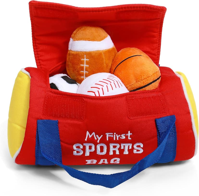 Baby GUND My First Sports Bag Stuffed Plush Playset, Baby Gift Toys for Boys and Girls Ages 1 & Up, 5 Piece, 8"