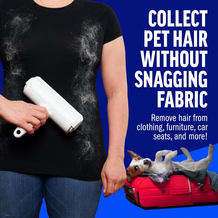 ChomChom Roller Pet Hair Remover – Original Size Reusable Lint Roller for Cat & Dog Hair on Furniture, Couch, Carpet, Car, Rugs & Bedding – Portable, Eco-Friendly (White) B00BAGTNAQ