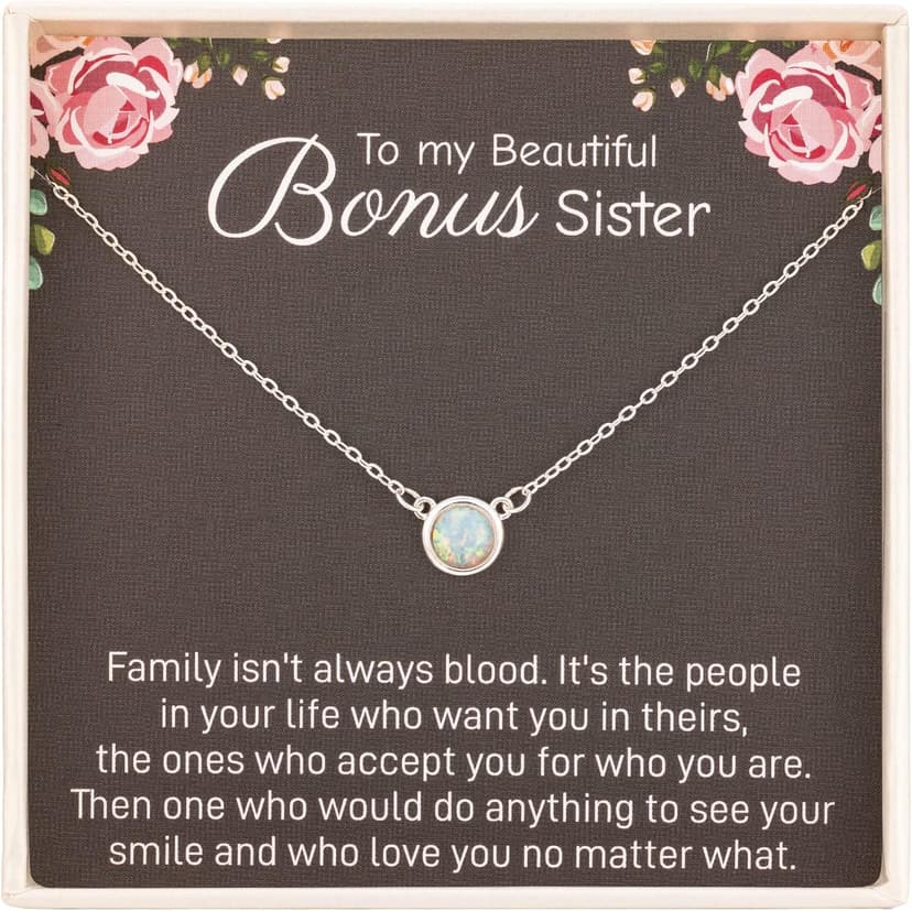 RareLove Sister in Law Christmas Gifts,Gifts for Sister in Law,925 Sterling Silver White Opal Necklace for Unbiological Bonus Sisters Gift,Wedding,Thank You,Bridesmaid,Bridal Shower Gift