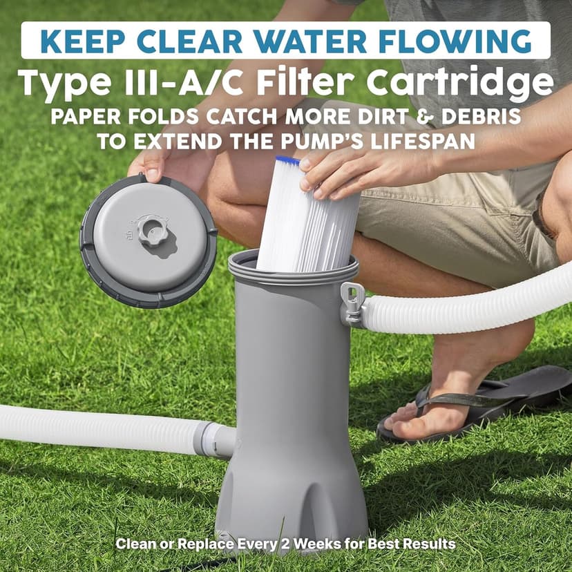 Bestway 1,000 GPH Filter Pump for Above Ground Swimming Pool with Type III-A/C Cartridge