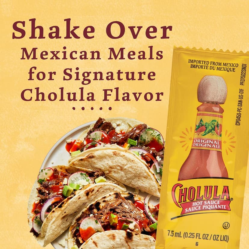 Cholula Original Hot Sauce Packets, 200 count - One 200 Count Individual Hot Sauce Packets with Mexican Peppers and Signature Spice Blend, Perfect Single-Serve Size for Delivery and Takeout B01DQ7F42C