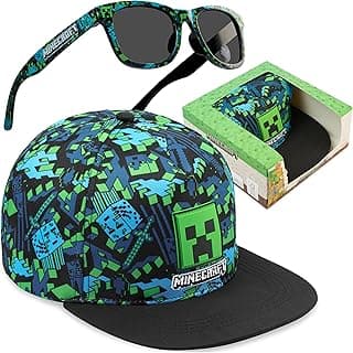 Spongebob | Minecraft | Fortnite | Super Mario | Kids Baseball Cap & Sunglasses with UV Protection, Gifts for Boys