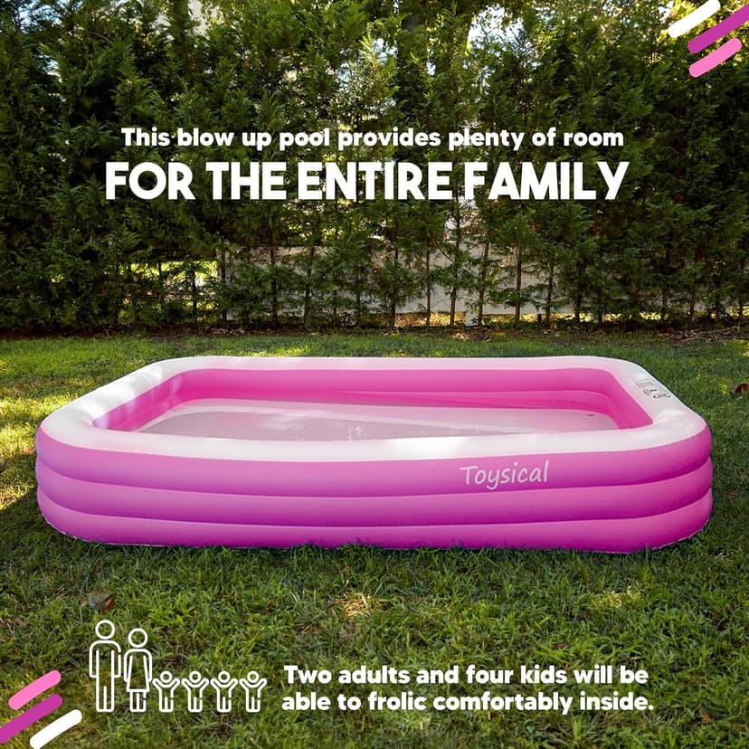 Toysical Inflatable Pool for Kids and Adults - 118 x 72 x 22 - More Durable Than Other Blow up Pools for Adults - Includes Patches