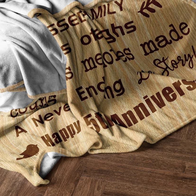 5 Year Anniversary Blanket Gifts for Wife/Her, 5 Year Marriage Anniversary Blanket Gifts 60’’X50’’, 5th Anniversary Romatic Gifts for Him/Couple, Gift for 5th Wedding Anniversary