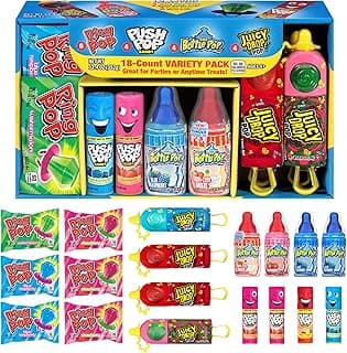 Christmas Candy Variety Pack, 18Ct Assorted Lollipops, Bulk Individually Wrapped Ring Pop, Push Pop, Baby Bottle Pop & Juicy Drop, Birthday Party Favors, Stocking Stuffers, Candy Bowls, Kids Gifts