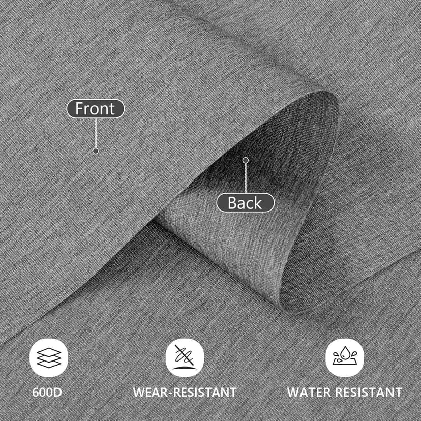 Waterproof Canvas Fabric by The Yard, 58inch 600D Upholstery Fabric Polyester Material Outdoor Water Resistant Material for Sewing Chair Patio Cushion Bag Sofa Seat Repair, 1 Yard Flaxen Grey