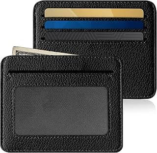 Mayski Credit Card Holder for Women Minimalist Wallet, RFID Blocking Wallets Card Cases, Small Wallets with ID Window for Women Men, Black