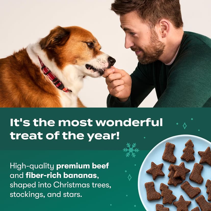 1 Pack Healthy Dog Treats Training with Real Beef & Fiber Rich Banana - Stocking Stuffer Gifts - Puppies, Adults & Seniors Jinx Holiday Dog Training Treats, Beef & Banana, Christmas Dog Treats, 4oz B0HCF87YPN