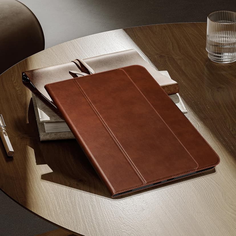 auaua Case for iPad Pro 11 Inch (M5/M4) 2025/2024, with Pencil Holder and Pocket, Multiple Angles Viewing, Magnetic Closure, Auto Sleep/Wake (Brown)