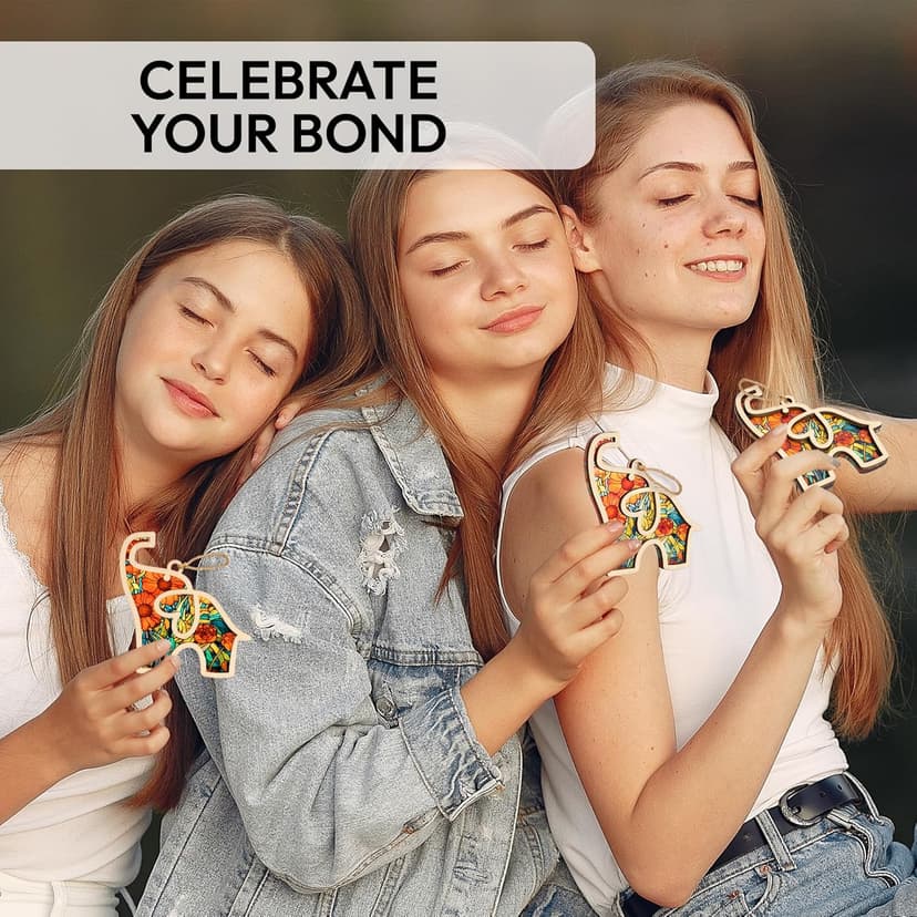 Sensemory Best Friend Birthday Gifts for Women, Friendship Elephant Ornament with Story Card, Friendship Gifts for Women, Birthday Presents for Best Friends Sisters Special Bond Decor, Suncatcher (Set 3 Yellow)