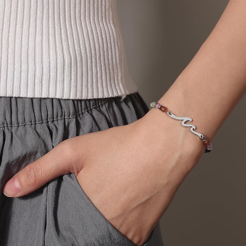 TONY & SANDY Friend Gifts for Women, Unique Birthday Gifts for Women, Sister Gift from Sister, Wave Bracelet, Christmas Stocking Stuffers for Woman Female, Bestie Friendship Bracelets B0FMNH4N6P