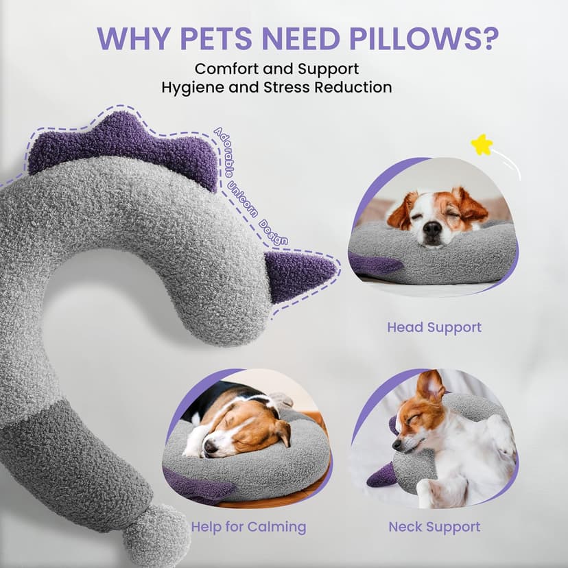 for Better Sleep, Reduces Anxiety, Gift for Small/Medium/Large Dogs and Cats HiPetpy Dog Calming Pillow-Soft Neck Pillow for Dogs, Washable Sleep Pillow B0DSW42LFY