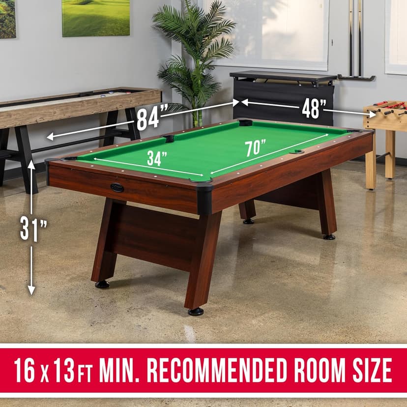 GoSports 7 and 8 ft Pool Tables with Wood Finish - Gray, Black, or Green Felt - Billiards Game Room Table for Adults & Family - Accessories Not Included