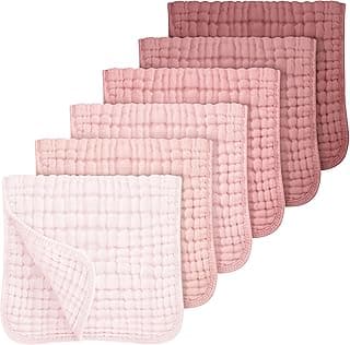Looxii Muslin Burp Cloths Baby Girl 6 Pack - 20" x 10" - Ultra Soft & Absorbent, 6-Layer 100% Cotton for Spit Up & Drool- Gentle Baby Burping Cloth, Newborn Essentials Shower Gift Girl, Gradient Pink