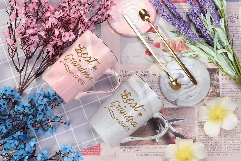 Best Grandma Grandpa Ever Mug Best Grandparents Mugs New Grandparents Mugs Birthday Mothers Day Gifts for Grandma and Grandpa from Granddaughter Grandson Grandchildren Grandkids 14 Ounce Gift Box