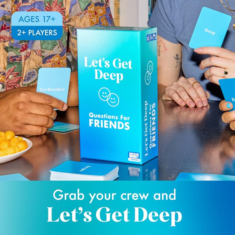 Let's Get Deep: Friends Edition by Relatable, Fun Group Card Game, Easy Adult Game for Game Night, Perfect for Party Games with Friends, Includes 400 Question Cards, Three Increasingly Personal Levels