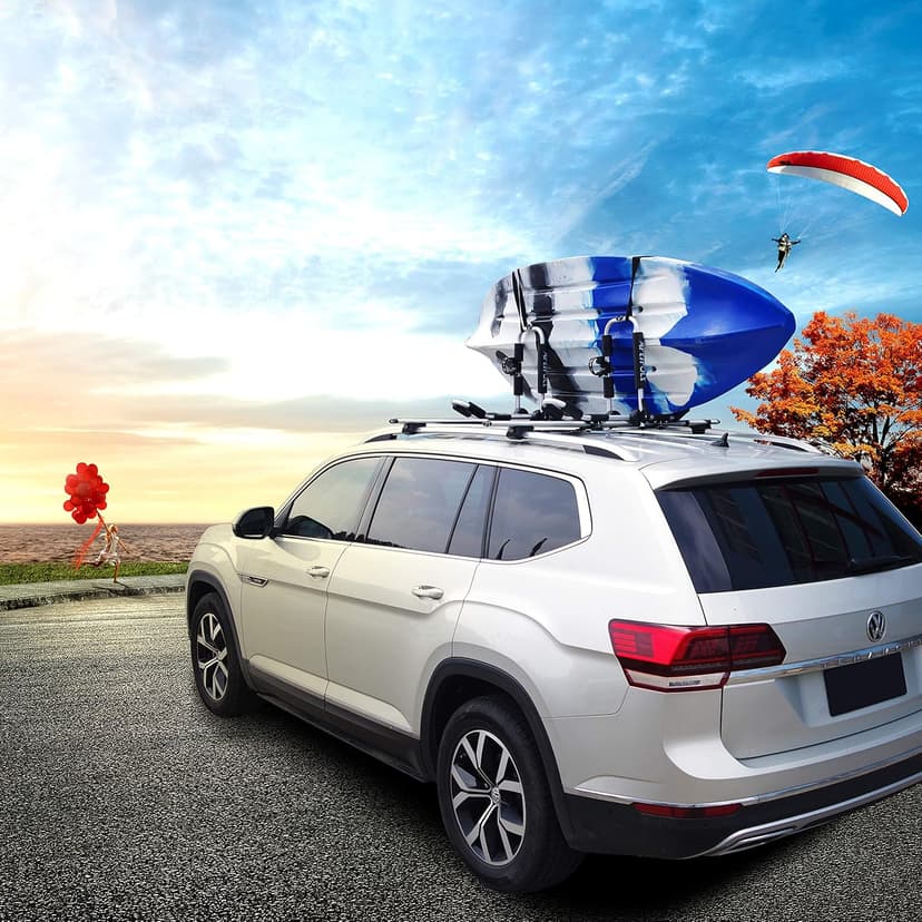ARTIPOLY Kayak Roof Rack for 2 Kayaks, 4-in-1 Multifunction Bilateral Kayak & Canoe Car Racks J-Bar with Paddle Holder for Easy Mount Kayak/Surf/Ski/Canoe/SUP on SUV, Car and Truck Crossbar