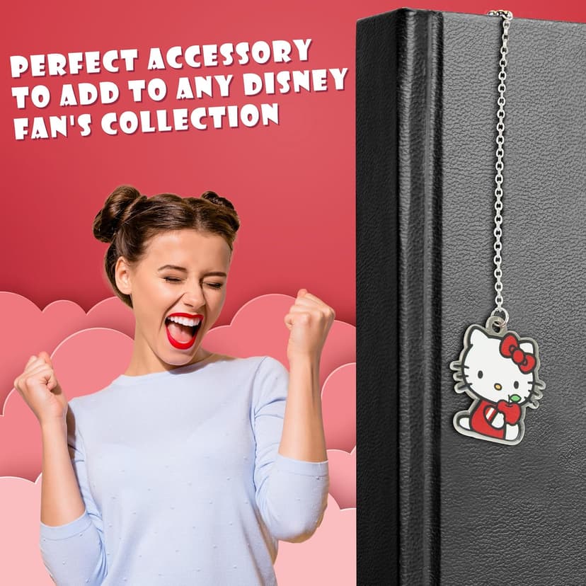 Hello Kitty Metal Bookmark with Hanging Charm Page Marker for Girls Teens Readers Book Accessories for Office Supplies and Book Lovers Gifts for Women