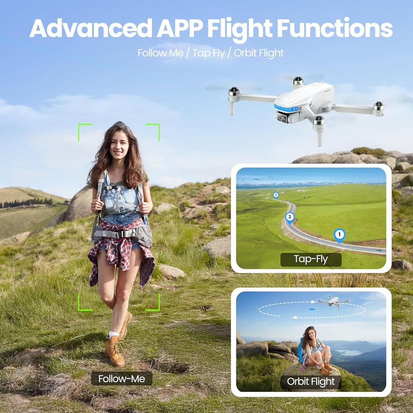 PLEGBLE GPS Drones with Camera for Adults 4K, Brushless Motor FPV Drone with Auto Return, Follow Me,Tap Fly & Circle Fly, Under 249g, 46 Mins Flight, Foldable Drone for Adults Beginners