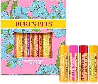 Burt's Bees Gifts Ideas - In Full Bloom Lip Balm Set, Original Beeswax, Dragonfruit Lemon, Tropical Pineapple & Strawberry, Natural Origin Lip Treatment, 4 Tubes, 0.15 oz.