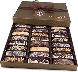 Barnetts Christmas Holiday Thanksgiving Chocolate 24 Biscotti Gift Baskets, Gourmet Cookie Gifts Box for Him and Her Food Basket Delivery, Candy Ideas for Dad, Husband, Brother, Son, Father, Grandfather, Boyfriend, Wife, Mother Grandmother