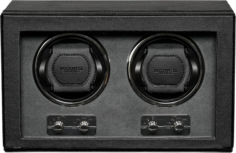 ROTHWELL ROTHWELL Double Watch Winder for Automatic Watches with Quiet Motor with Multiple Speeds and Rotation Settings (Black/Grey)