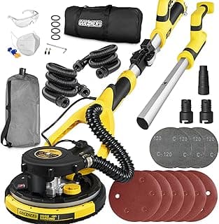 Drywall Sander, 6.5-amp Powerful Electric Drywall Sander with Vacuum, Anto Dust Removal, 7 Variable Speed, 900-1800RPM, Dustless Floor Sander with 26’ Power Cord for Popcorn Ceiling