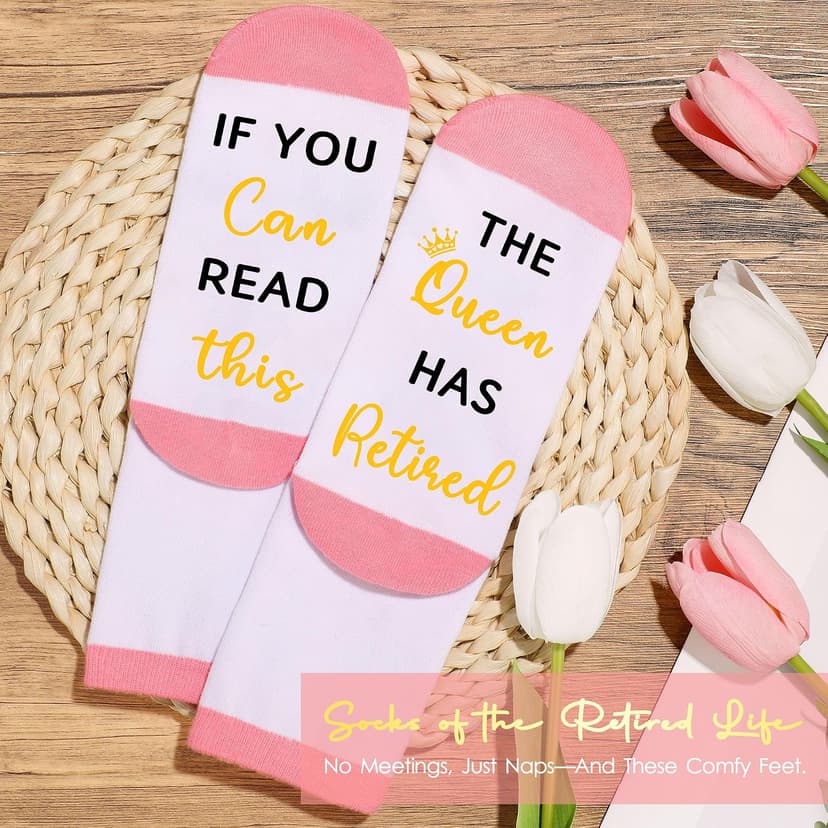 Retirement Gift for Woman 2026 Retired Gifts for Women Happy Cool Retirement Gift Basket for Women Coworker Teacher Nurse Boss Friend Mom Grandma Retirees, 20Oz Tumbler Card The Queen Has Retired Sock B0DWS42JVS
