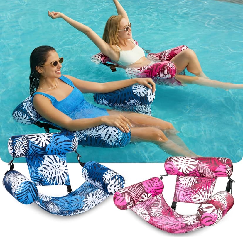 SLOOSH Inflatable Pool Floats Adult,2 Packs Floating Lounge Chairs,Blow up Pool Noodles for Adult Heavy Duty,Floating Chair for Party Summer Water Beach Lake Fun