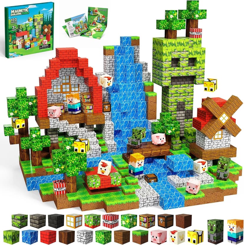 0.8in Sensory Stacking Toys for STEM Constructions, Boys Girls Birthday Gifts Ages 4 5 6 7 8-12 Year Kids Magnetic Blocks, 100PCS Building Cubes, Boys Kids Gifts Toys B0FXM2HJCB