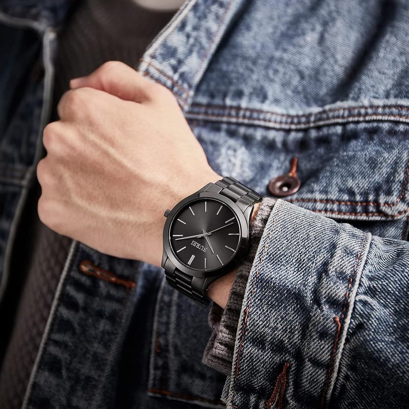 BUREI Men Watches Fashion Analog Stainless Steel Quartz Waterproof Watches,Gift for Men.