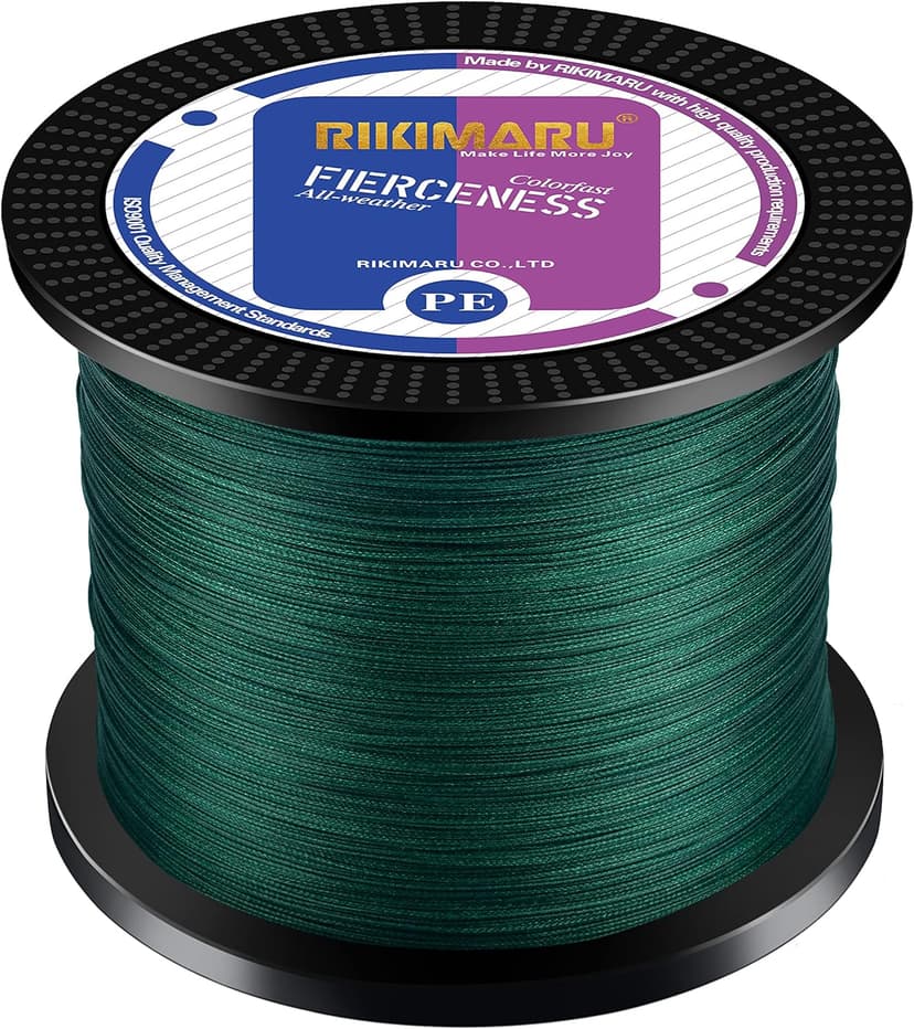 RIKIMARU Braided Fishing Line Abrasion Resistant Superline Zero Stretch&Low Memory Extra Thin Diameter 327-1094 Yds, 4-180LB