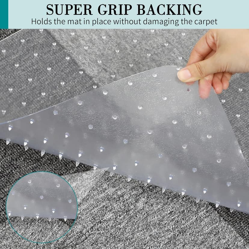 Office Chair Mat for Carpets, Clear Computer Desk Chair Mat for Low Carpeted Floors, Thick and Sturdy Carpet Protector, Easy Glide and Flat Without Curling (30" x 48" Rectangle)