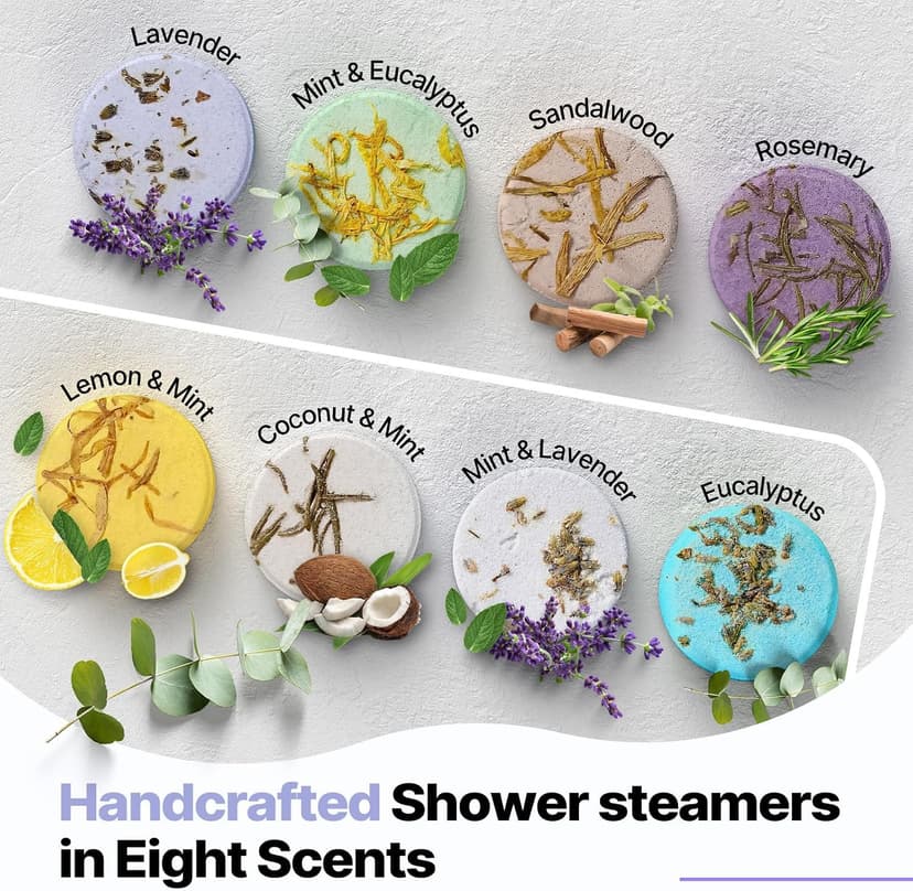 Shower Steamers Aromatherapy Birthday Gifts for Women - SWCANDY 8 Pcs Stocking Stuffers White Elephant Gifts for Adults Mom Men Teen Self Care with Natural Essential Oils Relaxation Home SPA Christmas