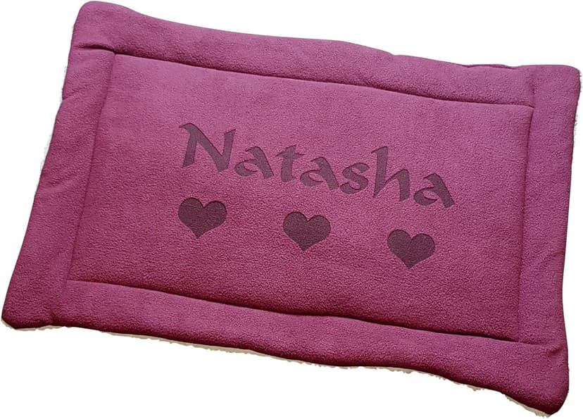 Custom Catch Personalized Dog Mat - Gift for Crate Cushion, Puppy Sleeping Blanket, Kennel Bed Pad - Small - S - Gray, Purple, Blue, Maroon, Beige