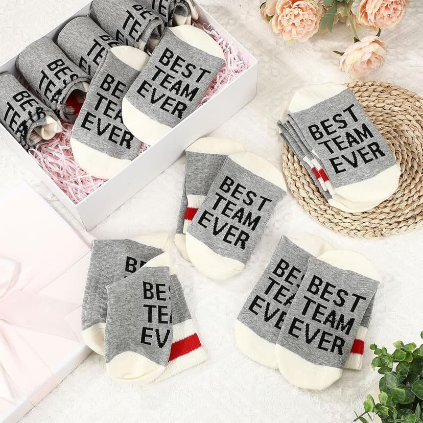 12 Pairs Best Team Ever Crew Socks Bulk Employee Appreciation Gifts for Women Men Staff Coworker Office Christmas