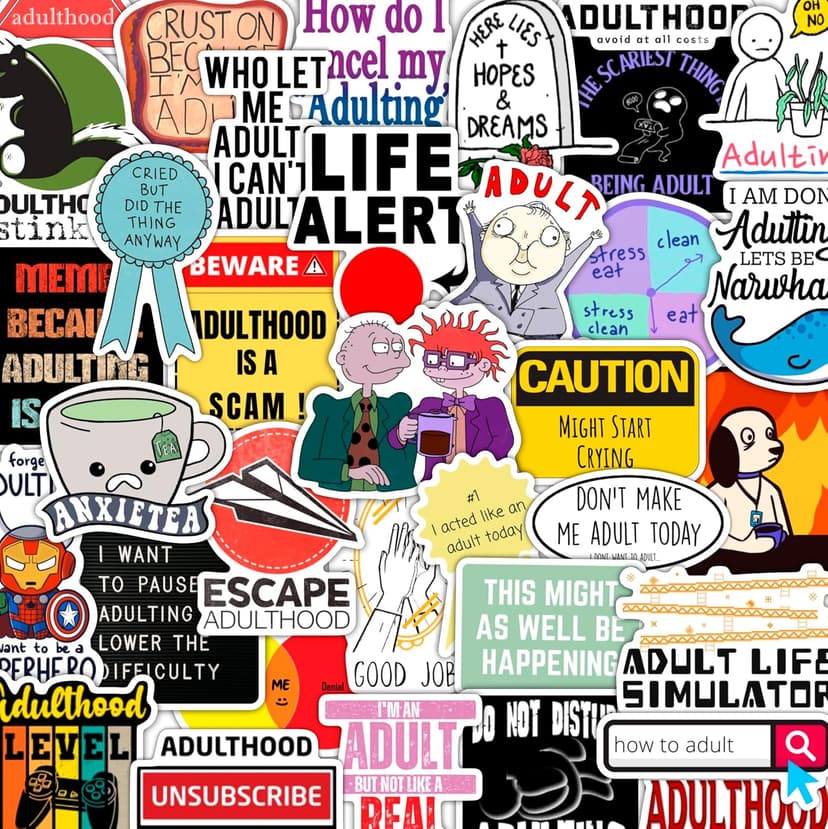 100Pcs Funny Adulting Stickers, Adulting is Hard Stickers, Funny Decals for Adults, Adult Reward Decals, Gifts for Women & Men B0C1S6BL2N