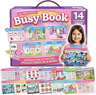 Princess Dress Up 3 Year Old Girl Gifts for Kids - Preschool Learning Educational Toys - Preassembled Travel Activity Montessori Busy Book for Toddlers Ages 3-5 & Princess Unicorn Toddler Books B0G2M13ZCG
