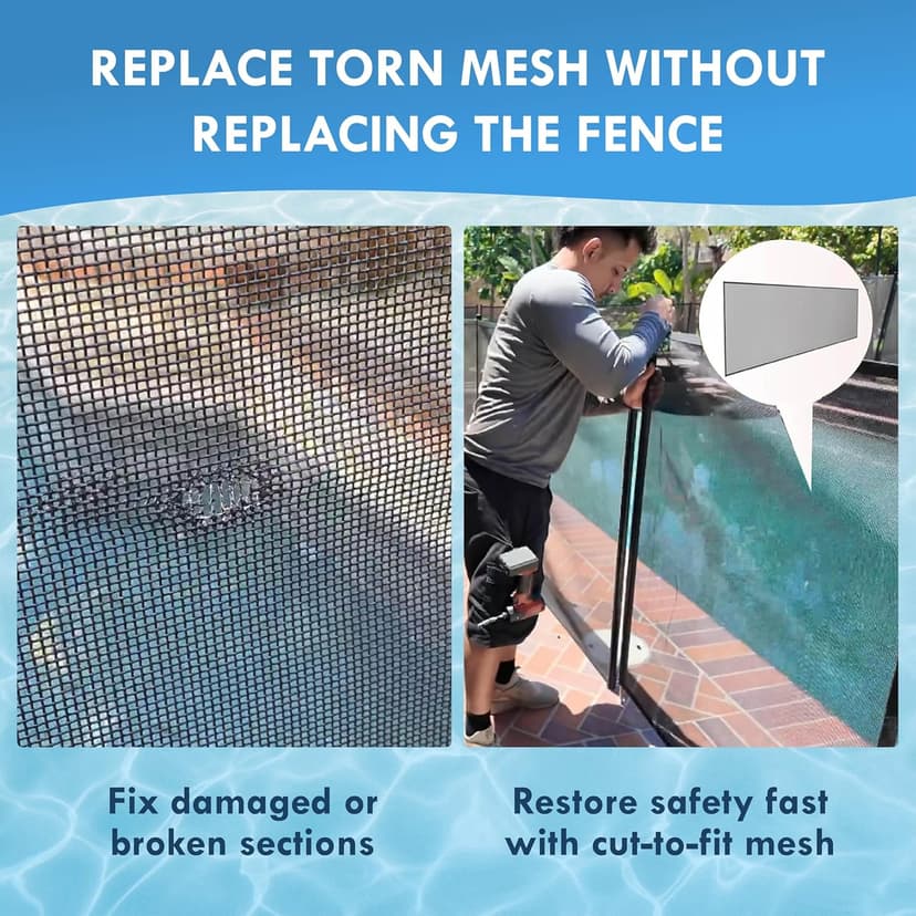 Pool Fence Replacement Mesh Fabric – 4'x15' Black Mesh for Pool Fence Repair, DIY & Cut-to-Fit | Compatible with Most Pool Fencing Poles | Replacement Parts, Safety Fence, No Poles