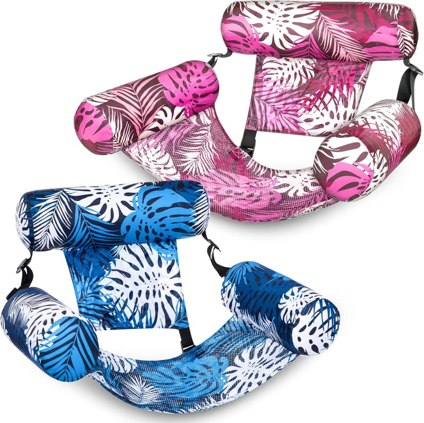 SLOOSH Inflatable Pool Floats Adult,2 Packs Floating Lounge Chairs,Blow up Pool Noodles for Adult Heavy Duty,Floating Chair for Party Summer Water Beach Lake Fun