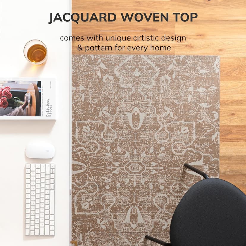 Anji Mountain Rug'd Office Chair Mat for Carpet & Hardwood Floor - Jacquard Woven, Anti-Slip Backing, Low Pile, Floor Protector Desk Chair Mat, Office Rugs for Rolling Chairs (Tamanrasset - 36" x 48")