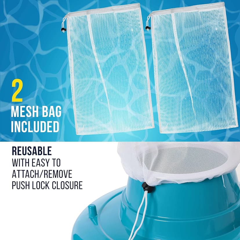 U.S. Pool Supply Professional Swimming Pool Leaf Terminator Vacuum - 15" Pool Cleaner Body, 8 Pressure Jets, 4 Rotating Wheels, 3 Perimeter Brushes, 2 Debris Bags - Below or Above-Ground Sucker Eater