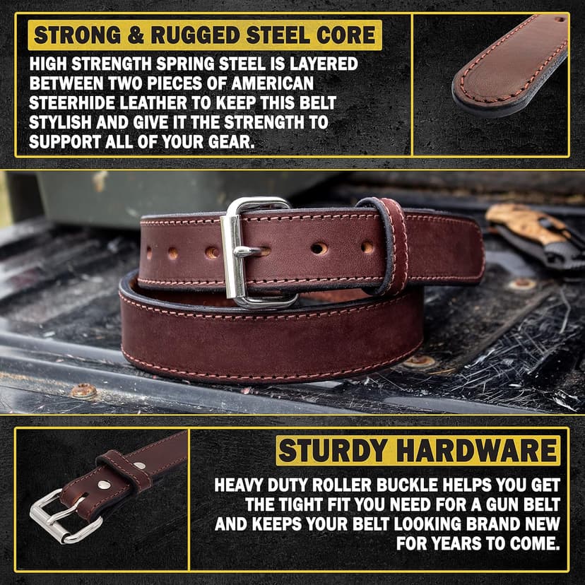 Relentless Tactical Ultimate Steel Core Gun Belt | Leather CCW Gun Belt w/Steel Core | Made in USA