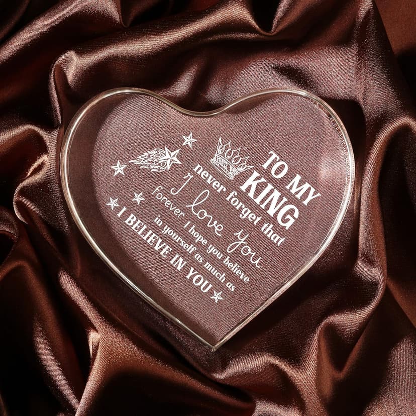 Gifts for Boyfriend, I Love You Gifts for Him, Men's Anniversary Heart Shaped Acrylic Block - Christmas Birthday Gifts for Him Boyfriend Husband, Valentines Day Gifts