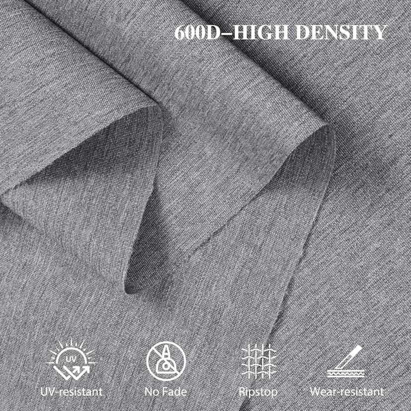 Foreate 600D Waterproof Canvas Fabric by The Yard 58” W Outdoor Upholstery Fabric for Chairs Indoor Polyester Material Patio Cushion Furniture Cover DIY Sewing, 1 Yard Light Grey
