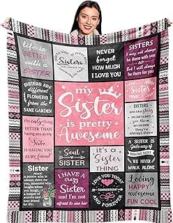 Ruvinzo Sister Gifts from Sis, Sisters Birthday Gift Idea, Best Sister Ever Gift for Women, Birthday Gifts for Sisters, Sis Soft Throw Blanket 60" x 50" B0BY8BFFQ9