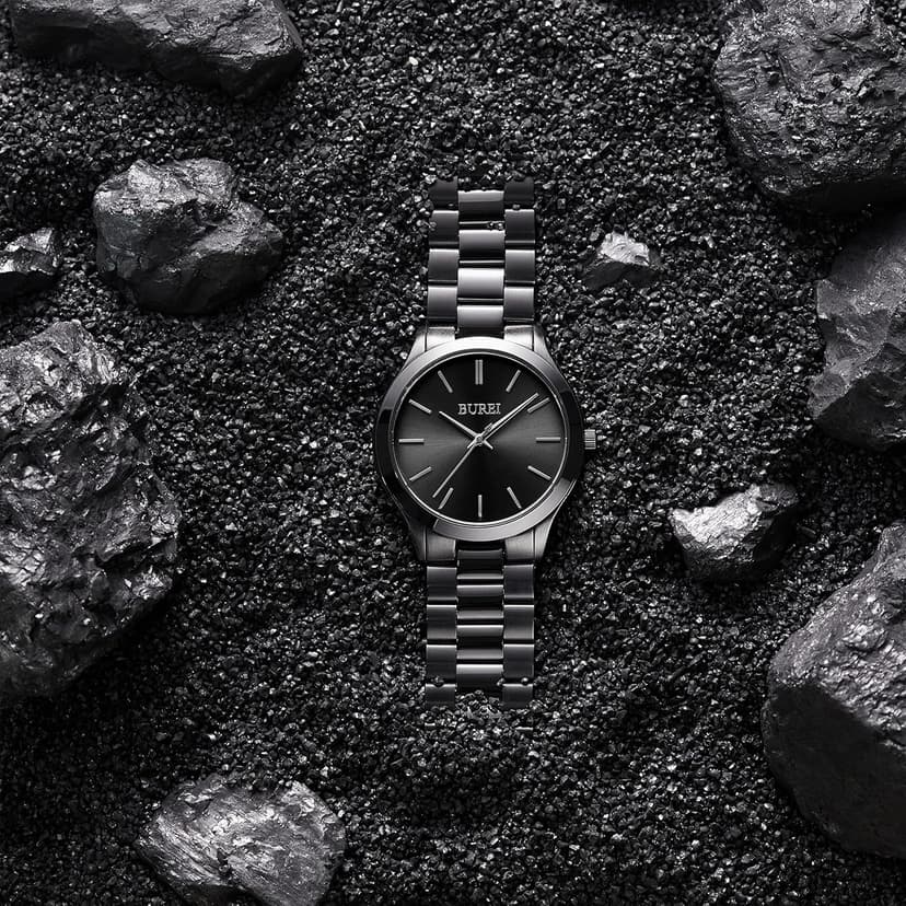 BUREI Men Watches Fashion Analog Stainless Steel Quartz Waterproof Watches,Gift for Men.